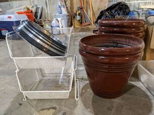 lot 6395 image: Planters, Dog Bowl And More