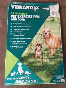 lot 130 image: Vibrant Life Indoor & Outdoor Pet Exercise Play Pen, 36H