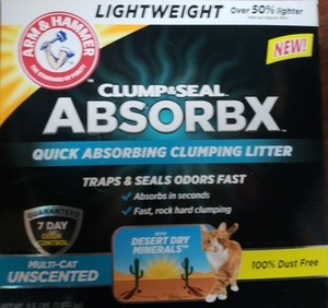 lot 219 image: Arm & Hammer Unscented Clump & Seal Absorbx Multi-Cat Clumping Litter, 8.5 lbs.
