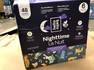 lot 517 image: Hello Bello Overnight Club Box Diapers - Snoozy Sloths & Sleepy Campers - Size 6 (48ct)