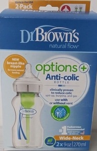 lot 529 image: Dr. Browns Options Wide-Neck Baby Bottle, 9 Ounce, 2 Count