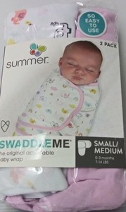 lot 531 image: Summer SwaddleMe 2pk Swaddle Elephant Rainbow