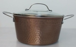 lot 367 image: Gotham Steel Beaten Steel Pasta Pot with glass lid.