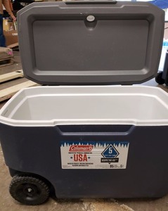 lot 134 image: Coleman 62-Quart Xtreme 5-Day Hard Cooler with Wheels, Slate