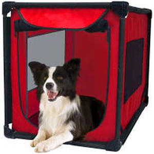 lot 146 image: SportPet Designs Portable Dog Kennel, Red, Medium, 36L