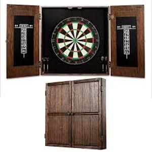 lot 309 image: Barrington Webster Collection Bristle Dartboard and Solid Wood Cabinet, Includes 6 Steel Tip Darts , BrownBlack