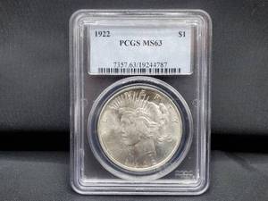 lot 2018 image: 1922 $1 PCGS MS 63 Peace Silver Dollar