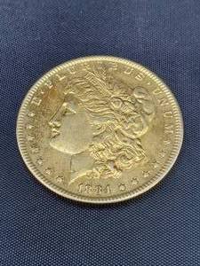 lot 2028 image: 1884 USA Gold Plated Morgan Silver Dollar