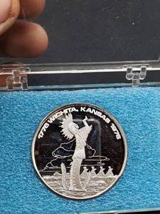 lot 2035 image: 1776-1976 The City of Wichita Kansas, American Revolution Bicentennial Coin .999 Fine Silver