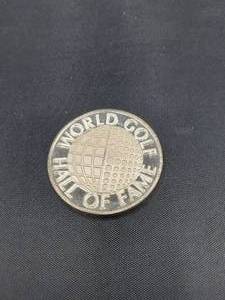 lot 2039 image: WORLD GOLF HALL OF FAME .999 SILVER ROUND SHRINE FOR THE GREATS OF GOLF