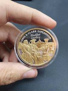 lot 2051 image: lewis and clark expedition 24k Gold Plated .999 Silver Coin