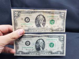 lot 2056 image: Lot of 2, $2 Dollars Bills