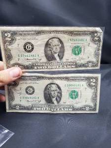 lot 2058 image: Lot of 2, $2 Dollars Bills