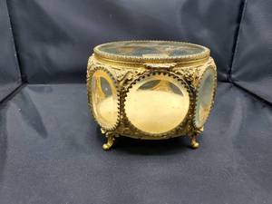 lot 2131 image: 24 Karat Gold-Plated Jewelry Box -- Approx. 5T x 6.5 W x 6.5 D