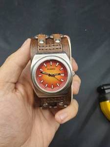 lot 2133 image: Mens Fossil Wristwatch with Leather Band