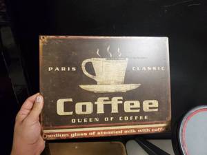 lot 2172 image: Metal Man Cave Sign and Metal Coffee Sign