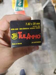 lot 2178 image: Box of Tula Ammo 7.62 x 39 mm