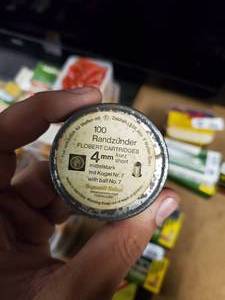 lot 2186 image: Small Tin of 4 mm Cartridges