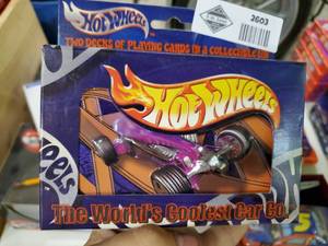 lot 2603 image: Hot Wheels 2 Decks of Playing Cards in Collectible Tin