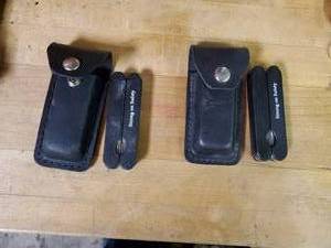 lot 2644 image: Lot of 2 Multi-tool Sport Knives with Leather Cases