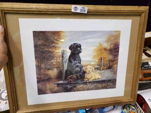 lot 2696 image: Framed Print of 4 Labrador Dogs Signed by Ruane Manning