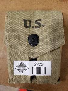 lot 2223 image: US Army Magazine Pouch with 2 1911 Magazines with Ammo