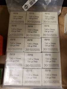 lot 2225 image: 15 Boxes 7.62x39 Ammo -- 20 RoundsBox