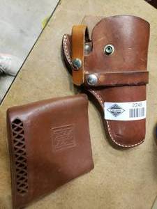 lot 2245 image: Leather Gun Holster and Super X Rubber Butt Pad