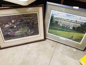 lot 2259 image: Lot of 2 Framed Kansas University KU Wall Art- Both signed by Artist & numbered