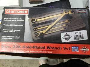 lot 2286 image: Craftsman 5-Piece 22K Gold-Plates Wrench Set