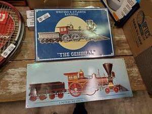 lot 2400 image: 2 Metal Train Signs