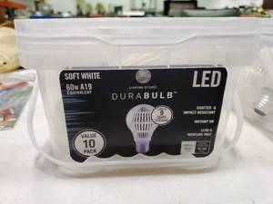 lot 2470 image: Box of Soft White LED Durabulbs