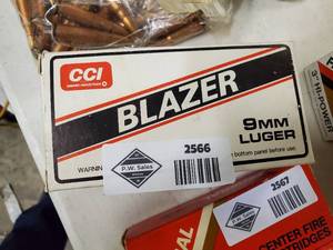 lot 2566 image: Box of Blazer 9 mm Luger Ammo