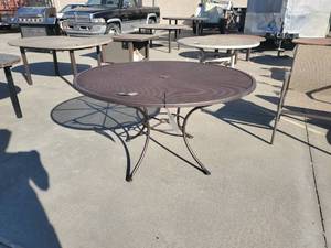 lot 1016 image: 54 Micro Mesh Patio Table Metallic Cinnamon