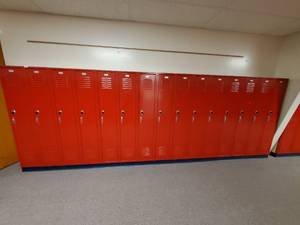lot 20 image: Lot of 15 Metal Combination Lockers- Made by Republic Storage Systems- Have Combinations to All