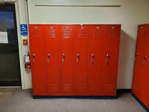 lot 23 image: Lot of 6 Metal Combination Lockers- Made by Republic Storage Systems- Have Combinations to All