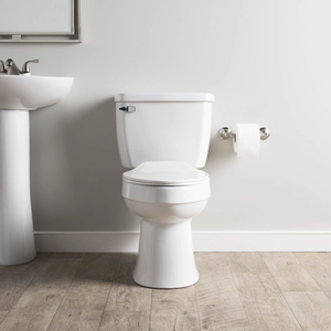 lot 159 image: AquaSource Henshaw White WaterSense Labeled Elongated Chair Height 2-piece Toilet 12-in Rough-In Size