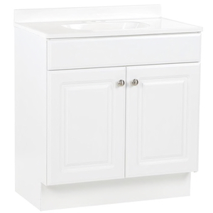 lot 161 image: Project Source White Single Sink Vanity with White Cultured Marble Top (Common 30-in x 19-in)
