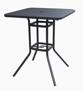 lot 207 image: Garden Treasures Pelham Bay 33-in x 33-in Black Steel Frame Steel Top Square Patio Bar-Height Table