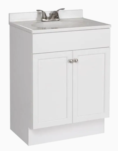 lot 300 image: Project Source 24.5-in White Single Sink Bathroom Vanity with White Cultured Marble Top