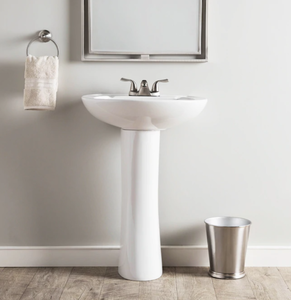 lot 309 image: AquaSource 33.66-in H White Vitreous China Pedestal Sink, TOP ONLY
