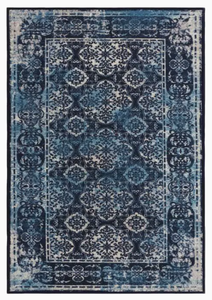 lot 312 image: Zig Zag Porto Tile 3 x 5 Blue Indoor DistressedOverdyed Area Rug