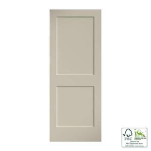 lot 400 image: eightdoors 28 in. x 80 in. x 1-38 in. Shaker White Primed 2-Panel Solid Core Wood Interior Slab Door, Triple coat white primer