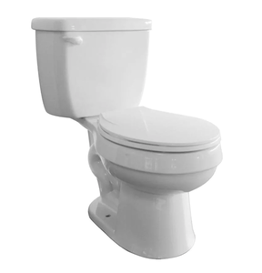 lot 401 image: AquaSource Colby White WaterSense Round Standard Height 2-Piece Toilet 12-in Rough-In Size