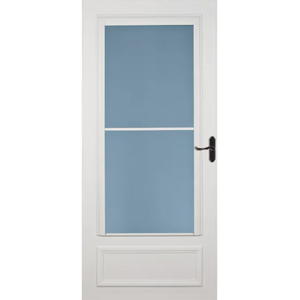 lot 404 image: LARSON Savannah 36-in x 81-in White Mid-View Wood Core Storm Door with Retractable Screen
