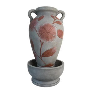 lot 500 image: Garden Treasures Floral Vase Fountain 34.76-in Resin Statue Fountain