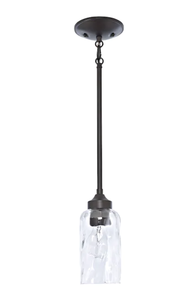 lot 506 image: allen  roth Latchbury Aged Bronze Transitional Textured Glass Cylinder Pendant Light