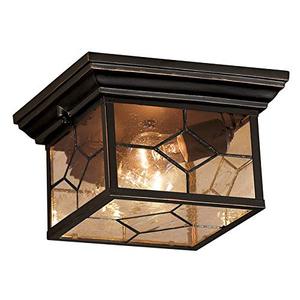 lot 508 image: Portfolio Litshire 9.05-in W Oil-Rubbed Bronze Outdoor Flush Mount Light
