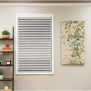 lot 3901 image: Allen and Roth Cordless Faux Wood Blind (46.5 x 64 ) Not Inspected.