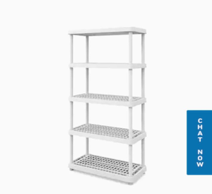 lot 3972 image: Keter White 5 Tier Shelving Unit.( Cracked )
